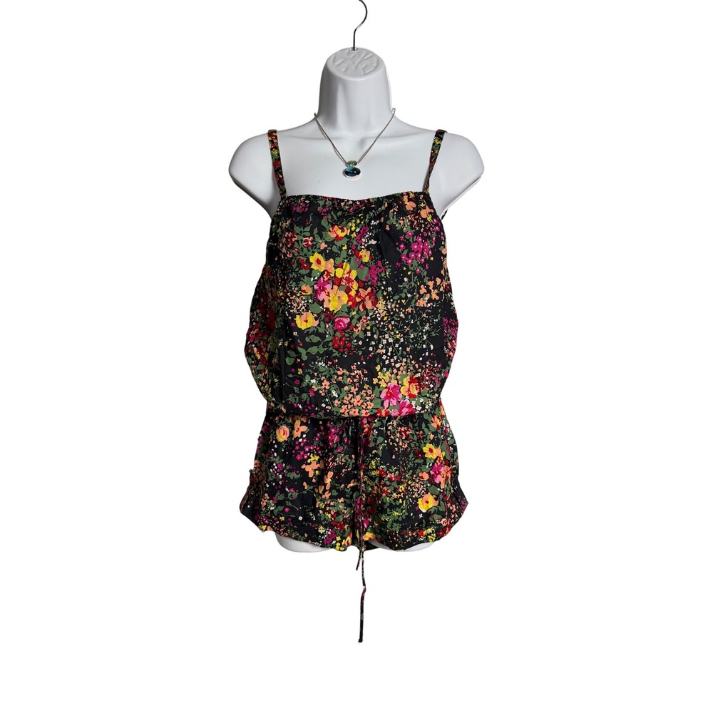 Y2K‎ Victoria's Secret PINK Floral Romper Cotton Tie Waist Adjustable Straps XS